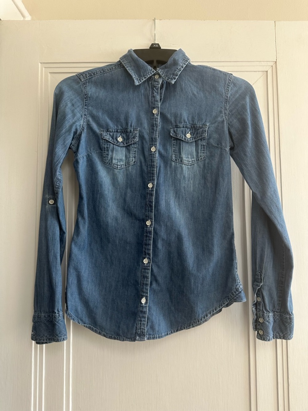 SO Perfect Shirt 100% Cotton Denim Button-Up - Women’s/Juniors XS